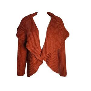 Soft Surroundings Cardigan Womens Size Petite Small Solid All Orange Open Knit
